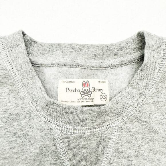 Psycho Bunny Crewneck Gray Sweatshirt Top B6S787B1FL Size XS MINT - Picture 3 of 7